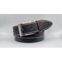 Мужской кожаный брендовый ремень (021) черный