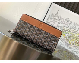 Брендовый кошелек на молнии Goyard (094) коричневый