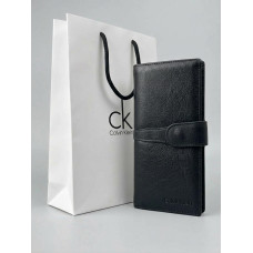 Мужской длинный кожаный бумажник на кнопке Calvin Klein (1342)