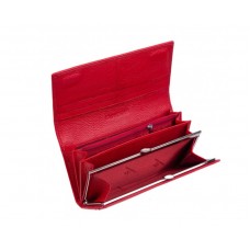 Женский кожаный кошелек на магните (15011) красный