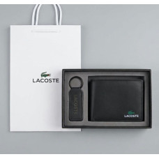 Мужской кожаный кошелек Lacoste с брелком (1722-2)