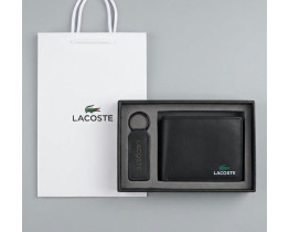 Мужской кожаный кошелек Lacoste с брелком (1722-2)