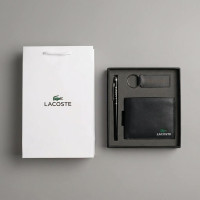 Шкіряний чоловічий гаманець Lacoste з брелком і ручкою (1722-3)