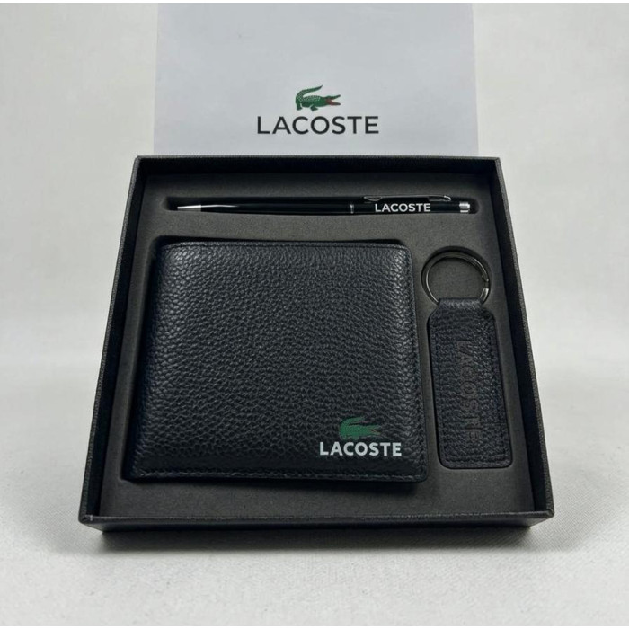 Брендовий шкіряний гаманець з брелком і ручкою Lacoste (1723-3) Брендовий шкіряний гаманець з брелком і ручкою Lacoste (1723-3)
