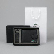 Мужской брендовый кошелек с брелком на кнопке Lacoste (1724-2) 