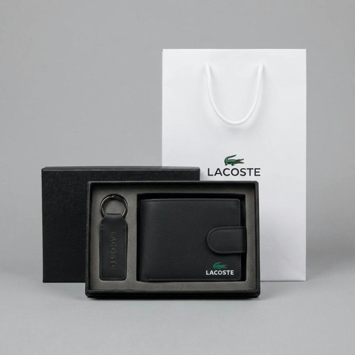 Мужской брендовый кошелек с брелком на кнопке Lacoste (1724-2) Мужской брендовый кошелек с брелком на кнопке Lacoste (1724-2)