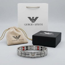 Чоловічий срібний брендовий браслет на руку Armani (20111)