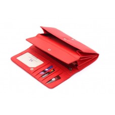 Женский функционалтный кожаный кошелек (2022) красный