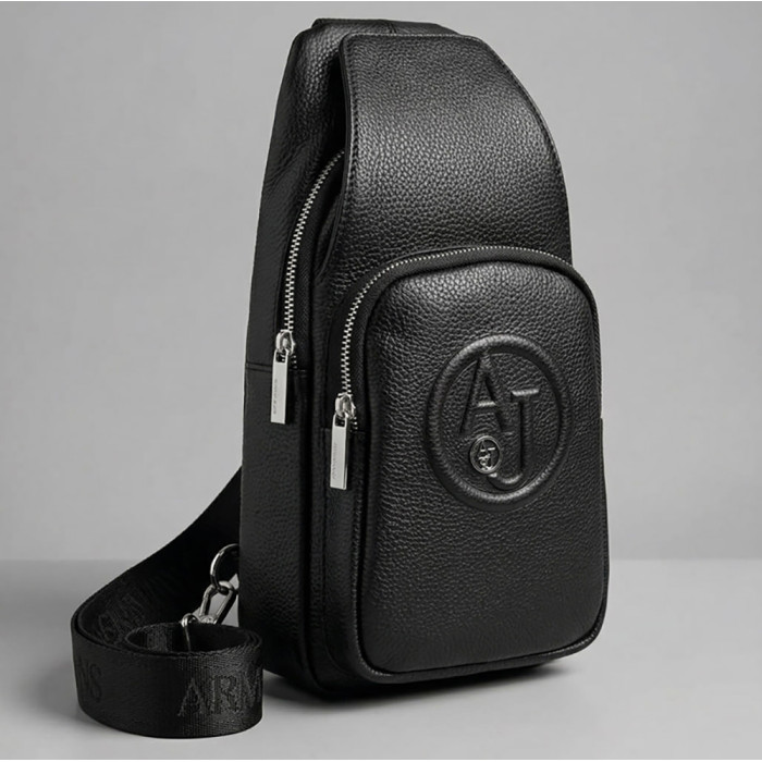 Чоловіча брендова бананка, барсетка на груди (слінг) Armani (2324-9) LUX Чоловіча брендова бананка, барсетка на груди (слінг) Armani (2324-9) LUX