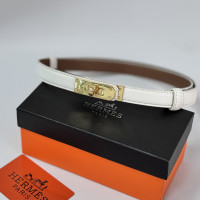  Жіночий білий шкіряний ремінь Hermes (280-1)