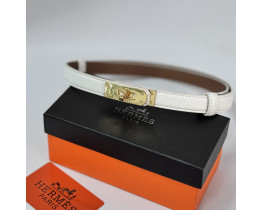 Женский белый кожаный ремень Hermes (280-1)