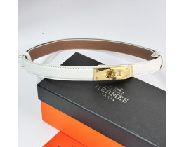 Женский белый кожаный ремень Hermes (280-1)