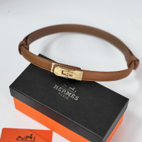  Жіночий коричневий шкіряний ремінь Hermes (280-1)