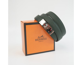 Тонкий зеленый кожаный ремень Hermes (280-2)