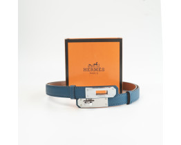 Узкий женский кожаный ремень Hermes (280-2) синий