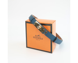 Узкий женский кожаный ремень Hermes (280-1) синий