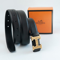  Жіночий чорний шкіряний ремінь Hermes (281-2)