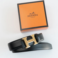  Жіночий чорний шкіряний ремінь Hermes (281-2)