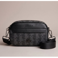 Брендовая мужская борсетка, сумка на плечо Lacoste (3650) black