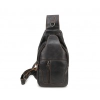 Мужская сумка на грудь (слинг) Leather Collection (371) черная