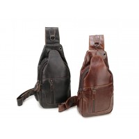 Мужская сумка на грудь (слинг) Leather Collection (371) черная