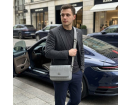 Мужская брендовая барсетка, сумка через плечо Lacoste (4838) grey