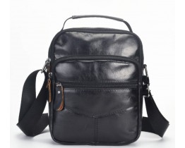 Чоловіча сумка через плече Leather Collection (5037) шкіряна чорна