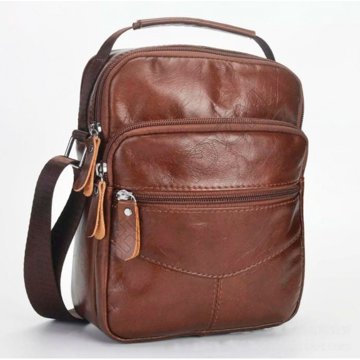 Мужская сумка через плечо Leather Collection (5037) кожаная коричневая