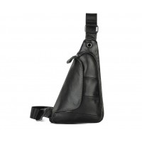 Мужская сумка на грудь (слинг) Leather Collection (5040) черная