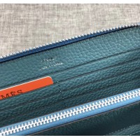 Женский брендовый кожаный кошелек H (506) blue