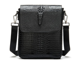 Кожаная мужская сумка с клапаном под рептилию Leather Collection (5061) 