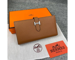  Жіночий коричневий шкіряний гаманець Hermes (H-5123) Lux