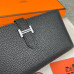  Жіночий чорний шкіряний гаманець Hermes (H-5123) Lux