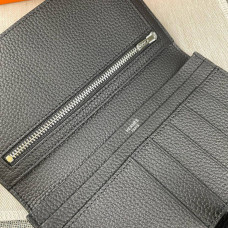  Жіночий чорний шкіряний гаманець Hermes (H-5123) Lux