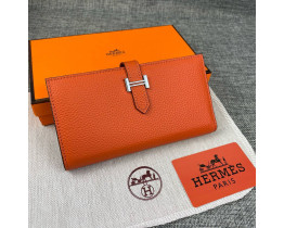 Женский оранжевый кожаный кошелек Hermes (H-5123) Lux