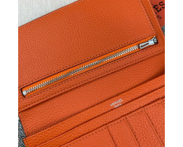 Женский оранжевый кожаный кошелек Hermes (H-5123) Lux
