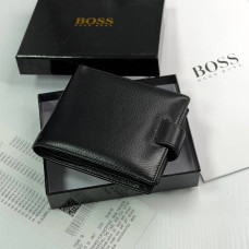 Мужской кожаный кошелек с монетницей на кнопке Boss (6604) 