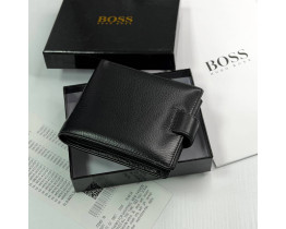 Мужской кожаный кошелек с монетницей на кнопке Boss (6604) 