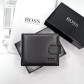 Чоловічий брендовий шкіряний гаманець на кнопці Boss (6608)