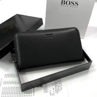 Мужской кожаный клатч, кошелек на молнии Boss (6613)