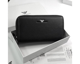 Кожаный мужской клатч, кошелек на молнии Armani (6614)