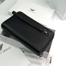 Кожаный мужской клатч, кошелек на молнии Armani (6614)