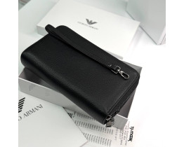 Кожаный мужской клатч, кошелек на молнии Armani (6614)
