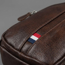 Мужская коричневая сумка на грудь (слинг) Leather Collection (696) 