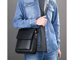 Кожаная мужская сумка средних размеров Leather Collection (7433) black