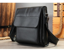 Кожаная мужская сумка средних размеров Leather Collection (7433) black