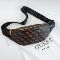 Жіноча сумка "бананка", слінг на груди і на пояс Guess (7518) brown