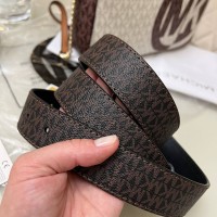 Женский брендовый кожаный ремень Мк (7850) коричневый