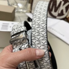 Женский брендовый кожаный ремень Мк (7850) серый