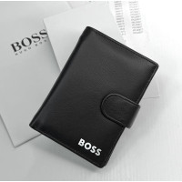 Мужское кожаное портмоне на застежке Boss (7702)